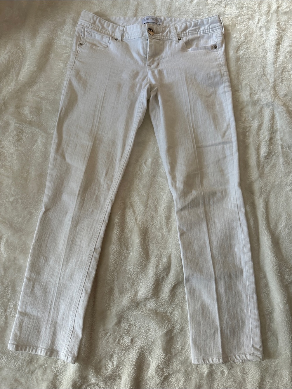 EXPRESS White Women’s Cropped Skinny Jeans Sz 8 Comfy Stretch Casual Feminine